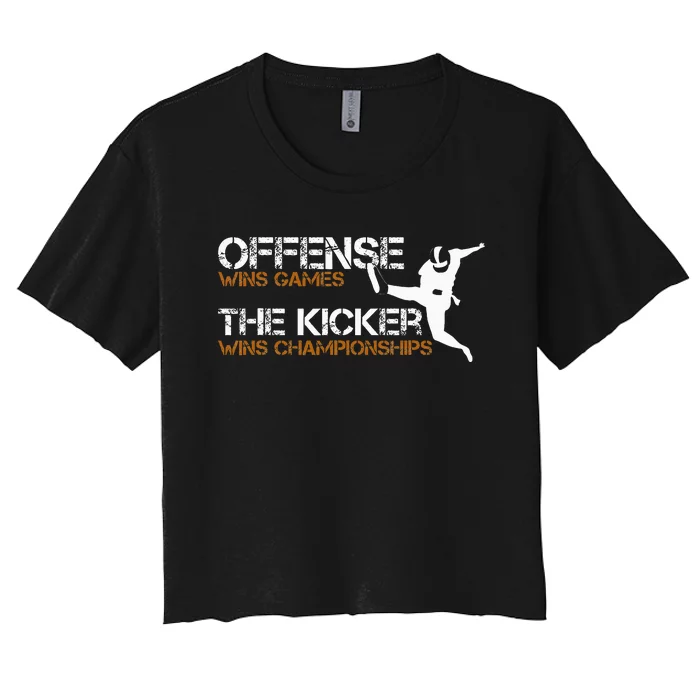 The Kicker Wins Championships Football Women's Crop Top Tee