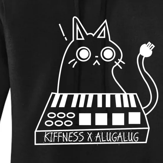 The Kiffness X Alugalug White Cat Classic Alugalug Luga Luga Meme Meow Music Women's Pullover Hoodie