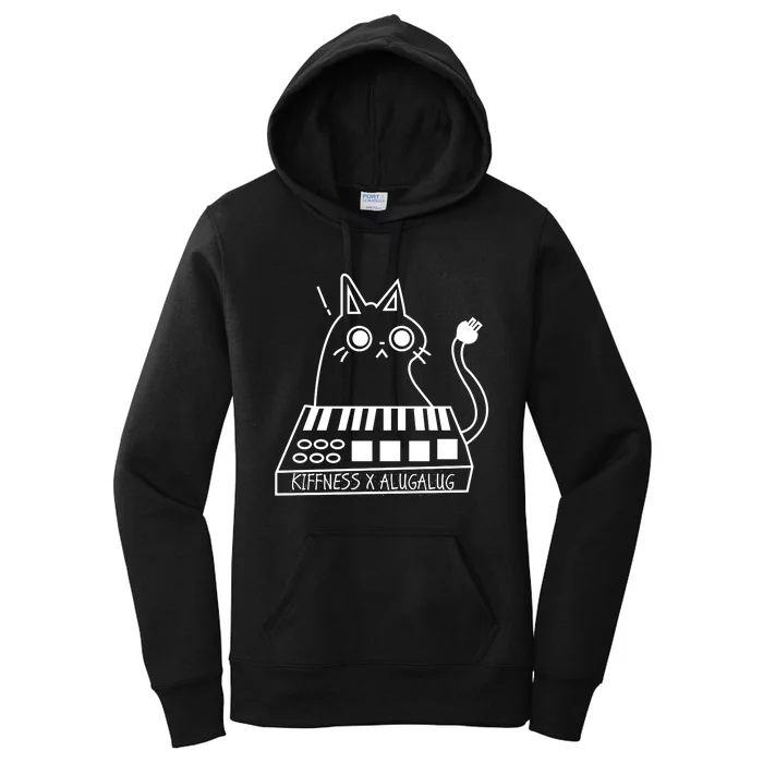 The Kiffness X Alugalug White Cat Classic Alugalug Luga Luga Meme Meow Music Women's Pullover Hoodie