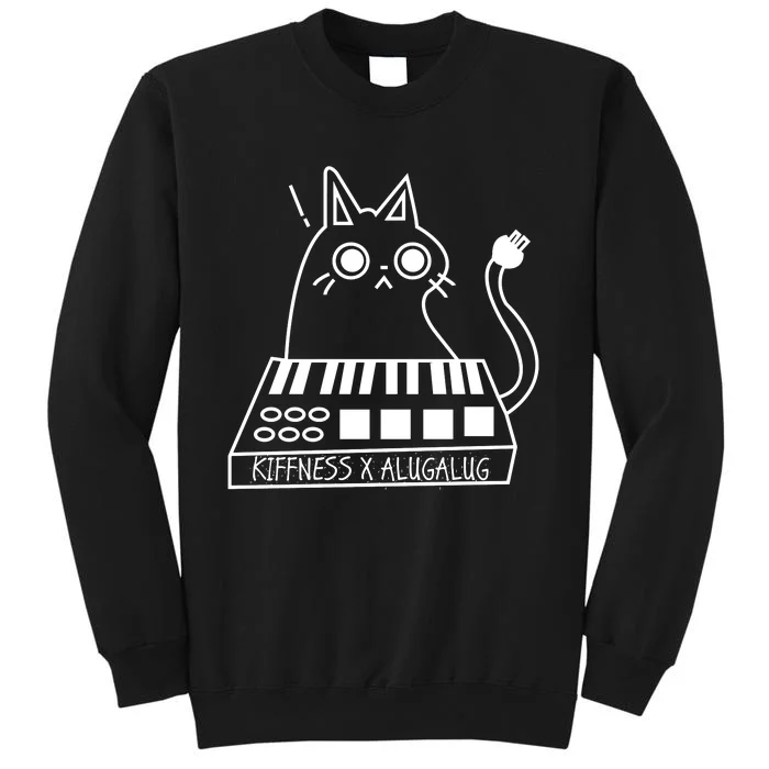 The Kiffness X Alugalug White Cat Classic Alugalug Luga Luga Meme Meow Music Tall Sweatshirt