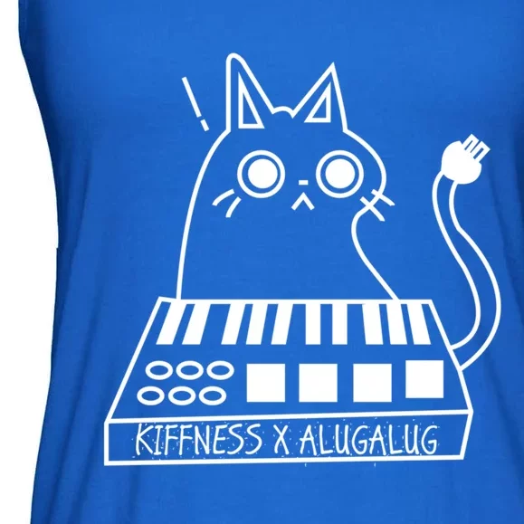 The Kiffness X Alugalug White Cat Classic Alugalug Luga Luga Meme Meow Music The Ladies Essential Flowy Tank