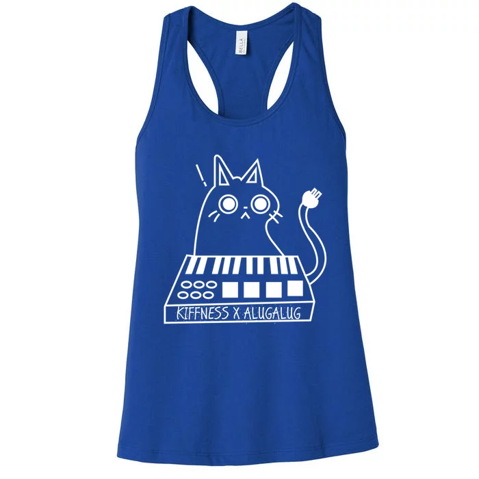 The Kiffness X Alugalug White Cat Classic Alugalug Luga Luga Meme Meow Music The Women's Racerback Tank