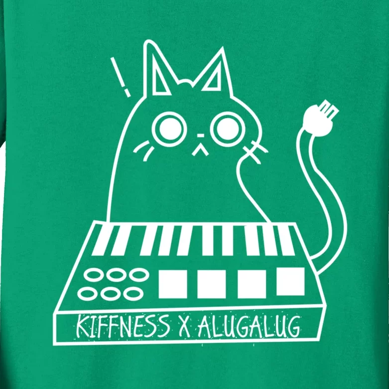 The Kiffness X Alugalug White Cat Classic Alugalug Luga Luga Meme Meow Music The Kids Long Sleeve Shirt