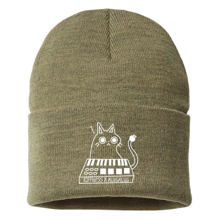 The Kiffness X Alugalug White Cat Classic Alugalug Luga Luga Meme Meow Music The Sustainable Knit Beanie