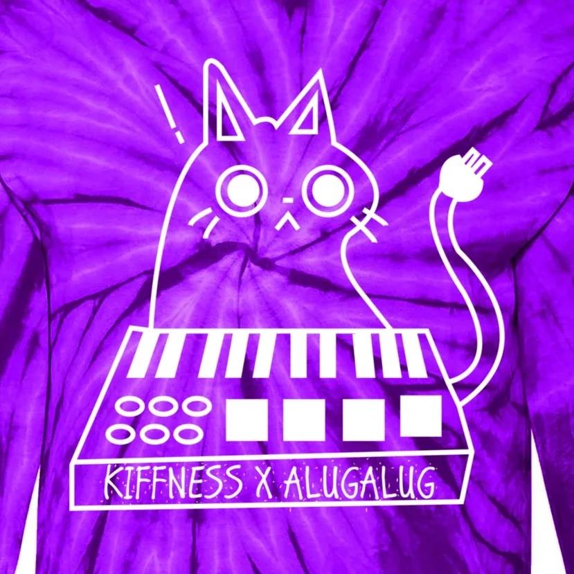 The Kiffness X Alugalug White Cat Classic Alugalug Luga Luga Meme Meow Music The Tie-Dye Long Sleeve Shirt