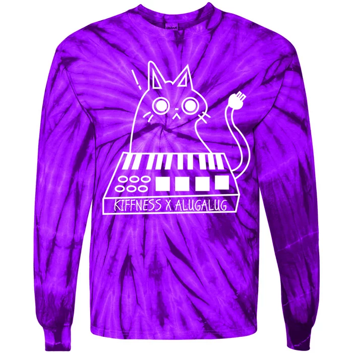 The Kiffness X Alugalug White Cat Classic Alugalug Luga Luga Meme Meow Music The Tie-Dye Long Sleeve Shirt