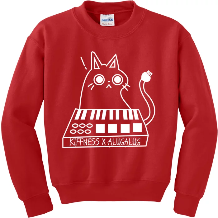 The Kiffness X Alugalug White Cat Classic Alugalug Luga Luga Meme Meow Music The Kids Sweatshirt