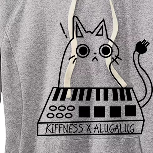 The Kiffness X Alugalug White Cat Classic Alugalug Luga Luga Meme Meow Music The Women's Fleece Hoodie