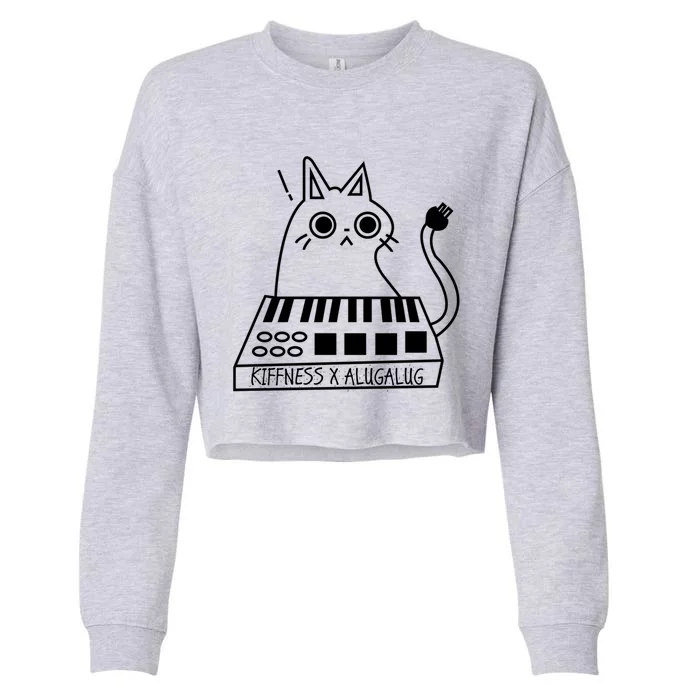 The Kiffness X Alugalug White Cat Classic Alugalug Luga Luga Meme Meow Music The Cropped Pullover Crew