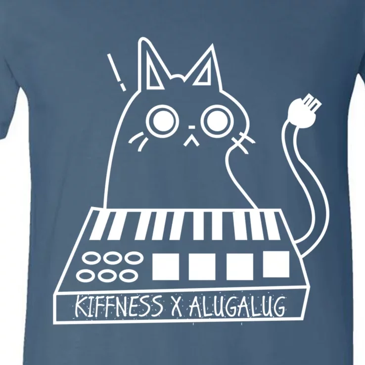 The Kiffness X Alugalug White Cat Classic Alugalug Luga Luga Meme Meow Music The V-Neck T-Shirt