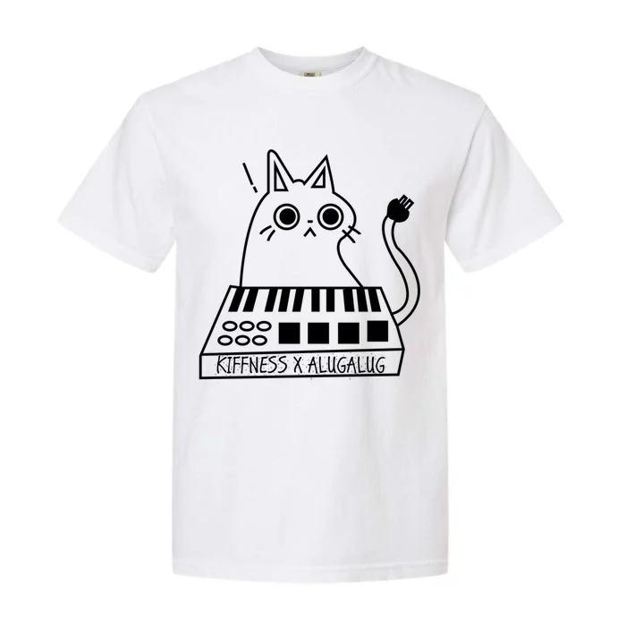 The Kiffness X Alugalug White Cat Classic Alugalug Luga Luga Meme Meow Music The Garment-Dyed Heavyweight T-Shirt