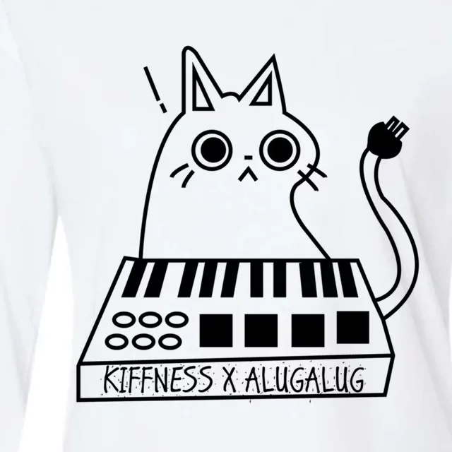 The Kiffness X Alugalug White Cat Classic Alugalug Luga Luga Meme Meow Music The Womens Cotton Relaxed Long Sleeve T-Shirt