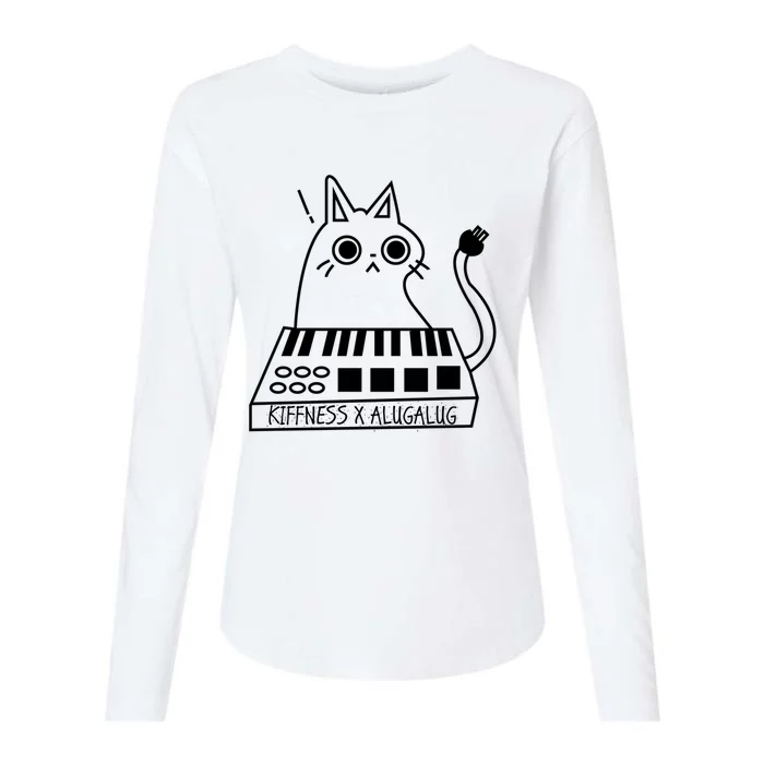 The Kiffness X Alugalug White Cat Classic Alugalug Luga Luga Meme Meow Music The Womens Cotton Relaxed Long Sleeve T-Shirt