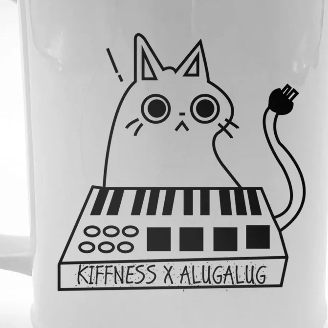 The Kiffness X Alugalug White Cat Classic Alugalug Luga Luga Meme Meow Music The Front & Back Beer Stein