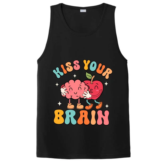 Teacher Kiss Your Brain Teachers Love Brains Back To School Teaching Squad Performance Tank