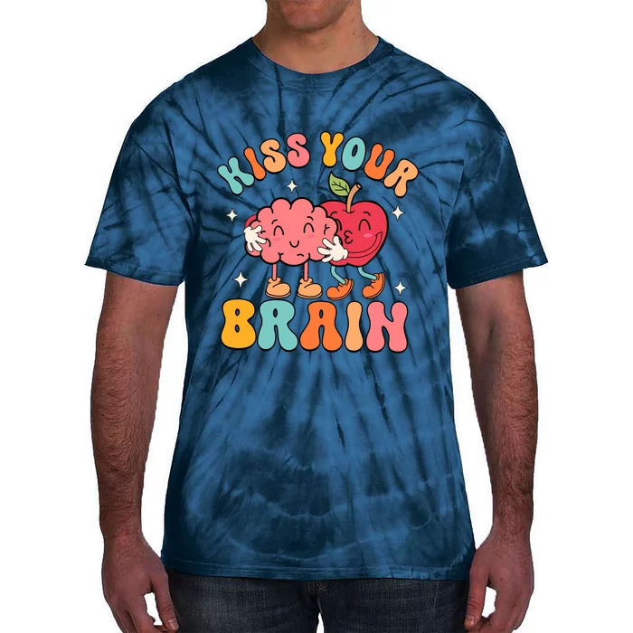 Teacher Kiss Your Brain Teachers Love Brains Back To School Teaching Squad Tie-Dye T-Shirt