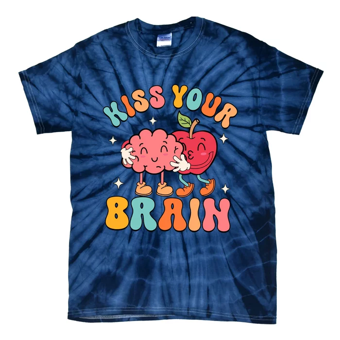 Teacher Kiss Your Brain Teachers Love Brains Back To School Teaching Squad Tie-Dye T-Shirt