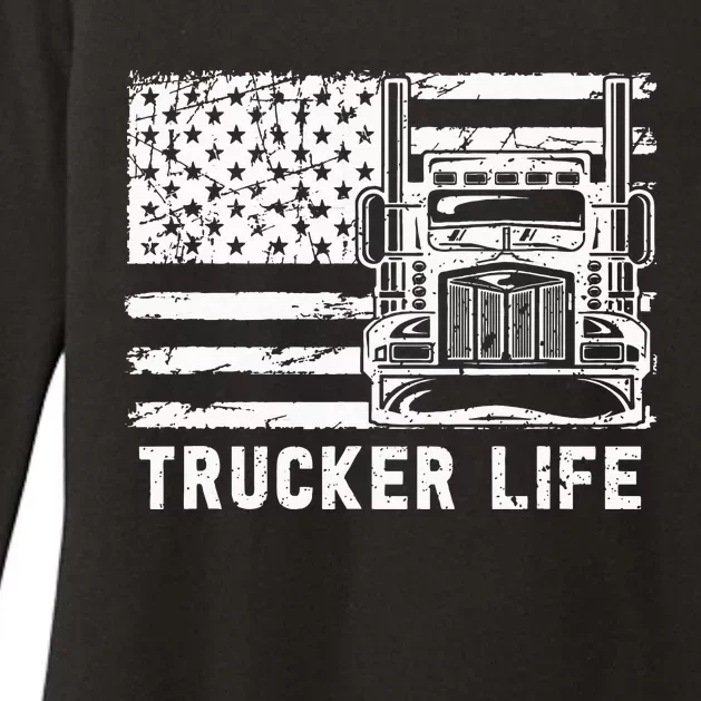 Trucker Life 18 Wheeler Freighter Truck Driver Womens CVC Long Sleeve Shirt