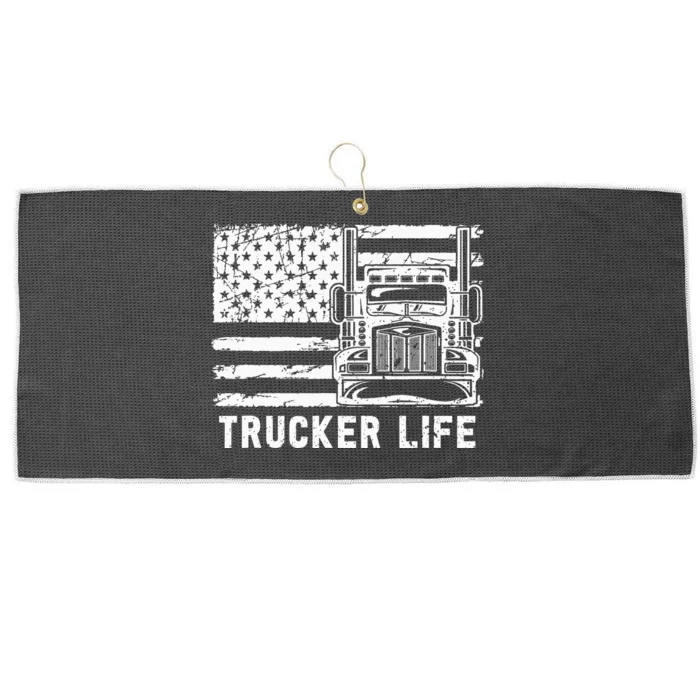 Trucker Life 18 Wheeler Freighter Truck Driver Large Microfiber Waffle Golf Towel