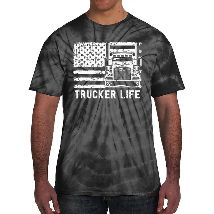 Trucker Life 18 Wheeler Freighter Truck Driver Tie-Dye T-Shirt