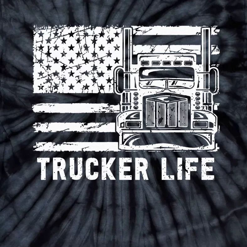 Trucker Life 18 Wheeler Freighter Truck Driver Tie-Dye T-Shirt