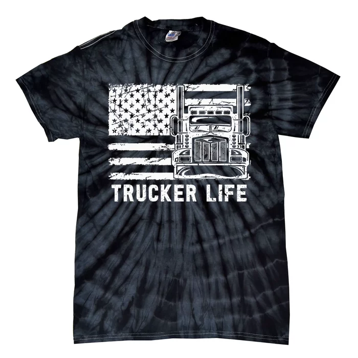 Trucker Life 18 Wheeler Freighter Truck Driver Tie-Dye T-Shirt