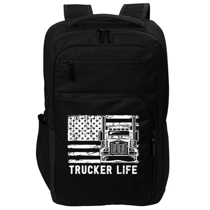 Trucker Life 18 Wheeler Freighter Truck Driver Impact Tech Backpack