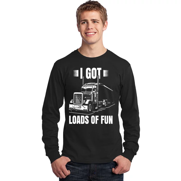 Trucker Lorry 18 Wheeler CDL Trailer Highway Truck Driver Long Sleeve Shirt