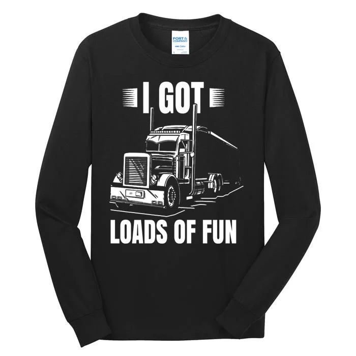 Trucker Lorry 18 Wheeler CDL Trailer Highway Truck Driver Tall Long Sleeve T-Shirt