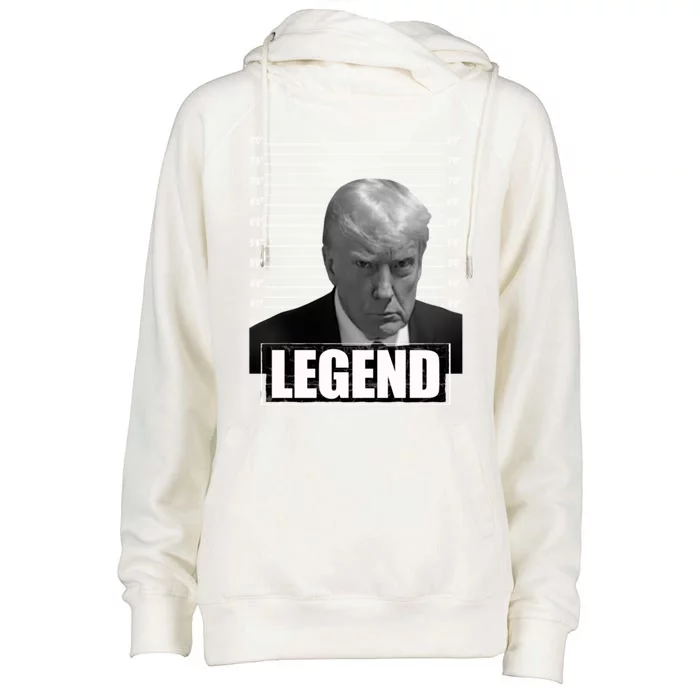 Trump Legend 2024 Mugshot President Great Gift Womens Funnel Neck Pullover Hood