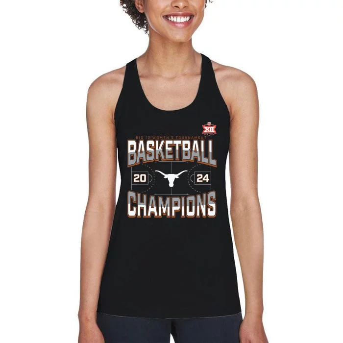 T.E.Xas Longhorns 2024 Big 12 Women’S Basketball Conference Tournament Champions Women's Racerback Tank