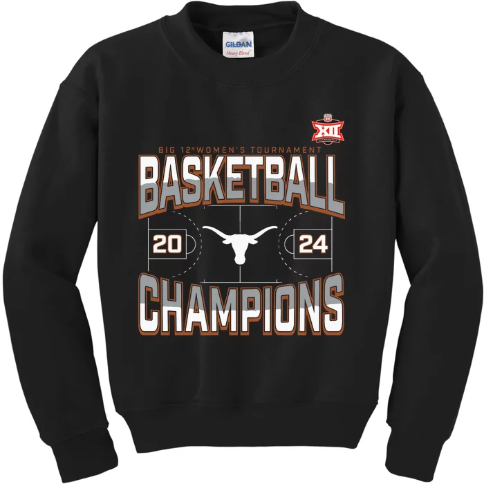 T.E.Xas Longhorns 2024 Big 12 Women’S Basketball Conference Tournament Champions Kids Sweatshirt