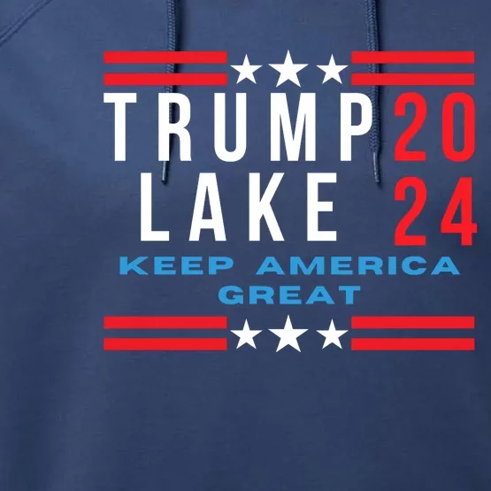 Trump Lake 2024, President Trump 2024, Kari Lake, Men Women Performance Fleece Hoodie