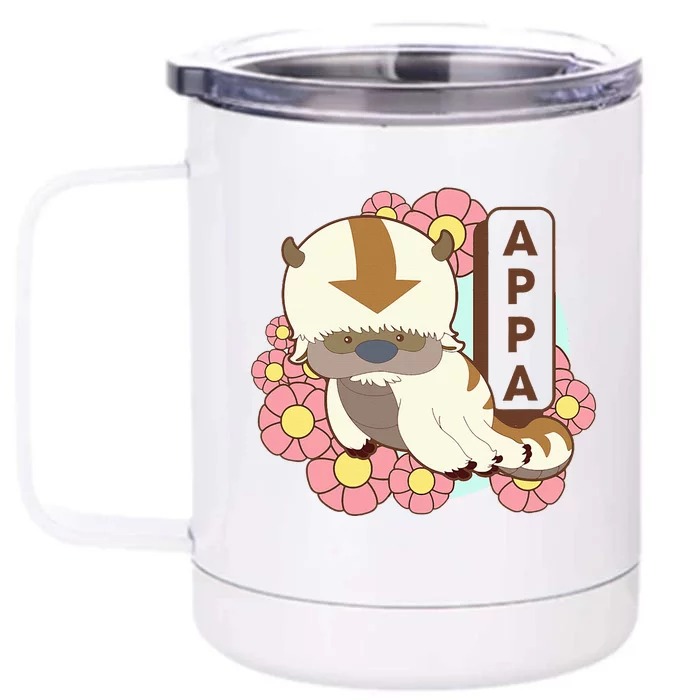 The Last Airbender Appa Floral Poster Front & Back 12oz Stainless Steel Tumbler Cup