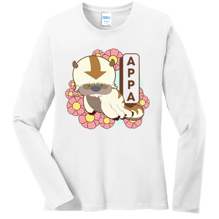 The Last Airbender Appa Floral Poster Ladies Long Sleeve Shirt