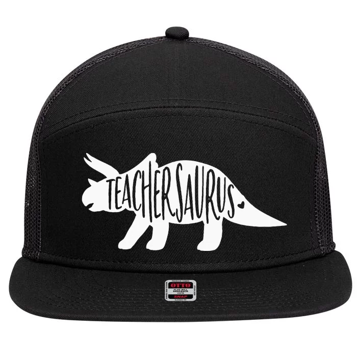 Teachersaurus Like A Normal Teacher Awesome Dinosaur Teacher 7 Panel Mesh Trucker Snapback Hat