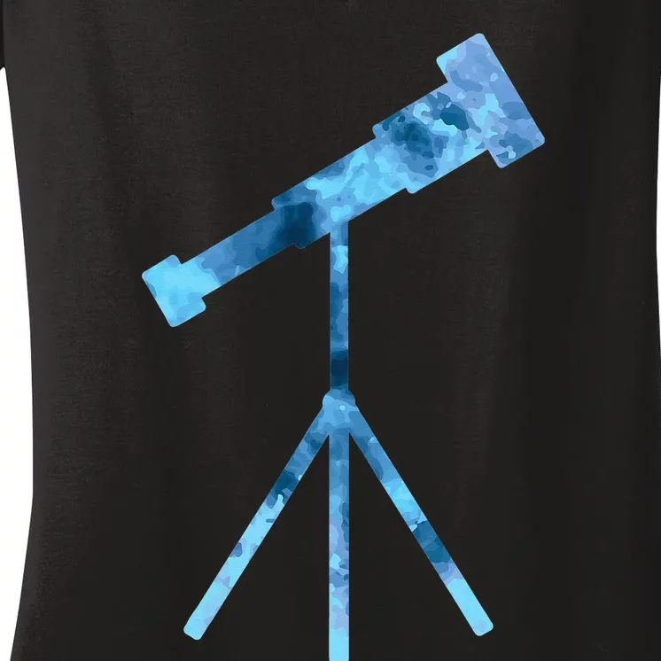 Telescope Lover Astronomy Eclipse Astronomer Stars Galaxy Women's V-Neck T-Shirt