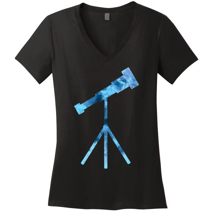 Telescope Lover Astronomy Eclipse Astronomer Stars Galaxy Women's V-Neck T-Shirt