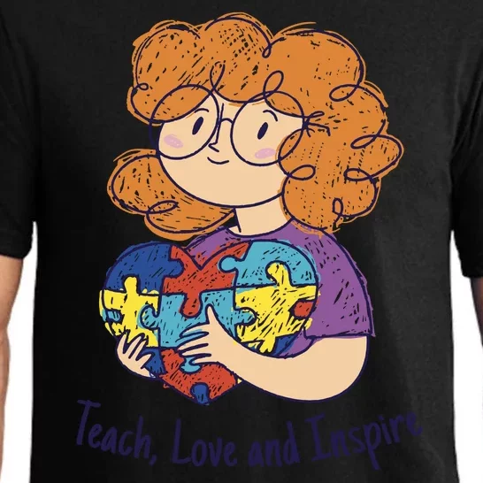 Teach Love And Inspire Teacher Autism Pajama Set