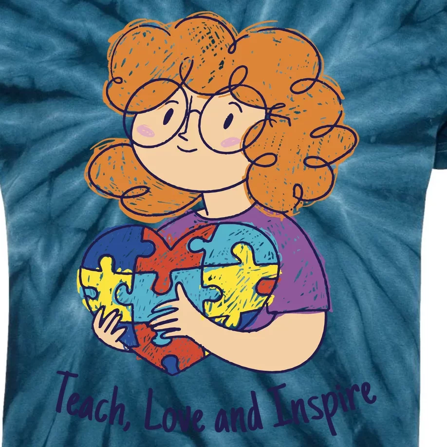 Teach Love And Inspire Teacher Autism Kids Tie-Dye T-Shirt