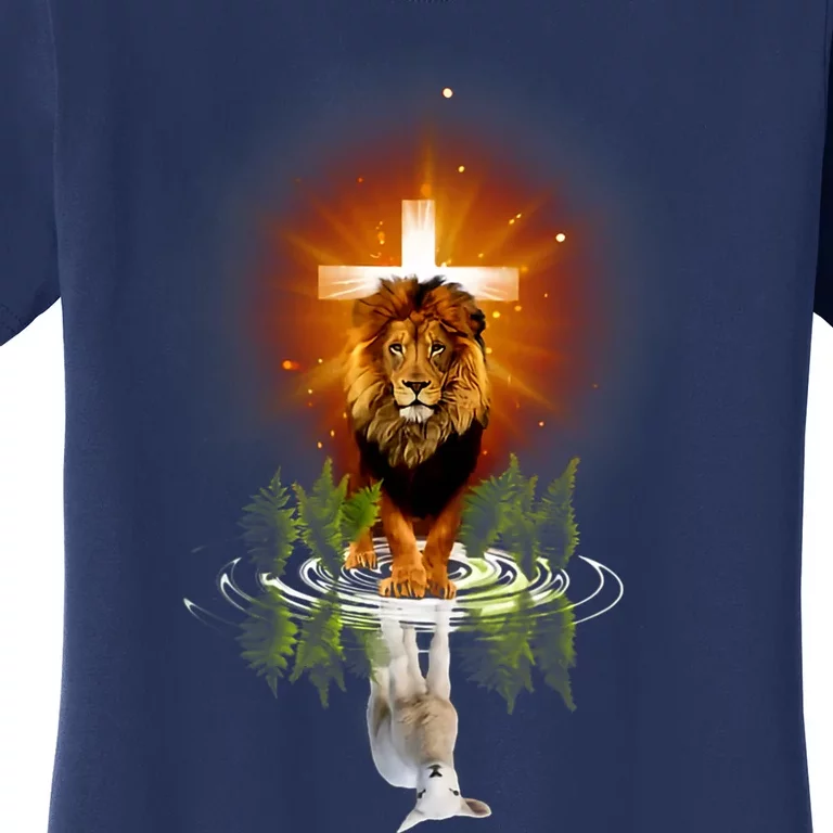 The Lion And The Lamb Water Reflection Jesus Christian Women's T-Shirt