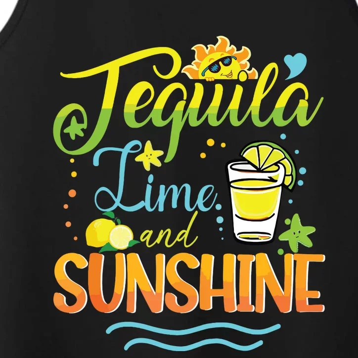 Tequila Lime And Sunshine Funny Hello Summer Vacation Family Tank Top Performance Tank