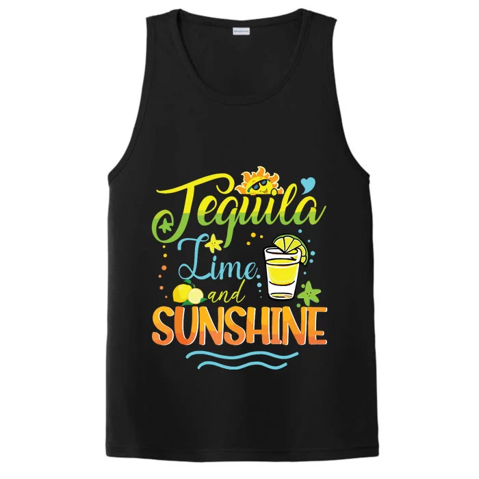 Tequila Lime And Sunshine Funny Hello Summer Vacation Family Tank Top Performance Tank