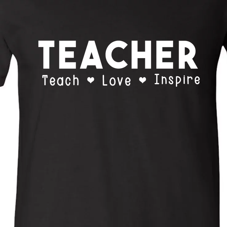 Teach Love And Inspire Teacher Back To School Gift V-Neck T-Shirt