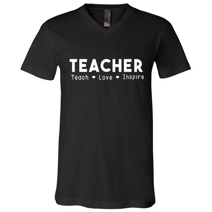 Teach Love And Inspire Teacher Back To School Gift V-Neck T-Shirt