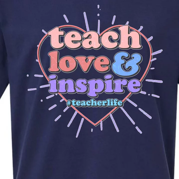 Teach Love And Inspire #Teacher Life Sueded Cloud Jersey T-Shirt