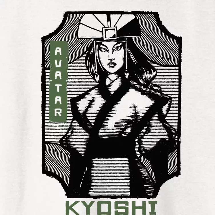 The Last Airbender Kyoshi Wood Block Print Portrait Women's Crop Top Tee