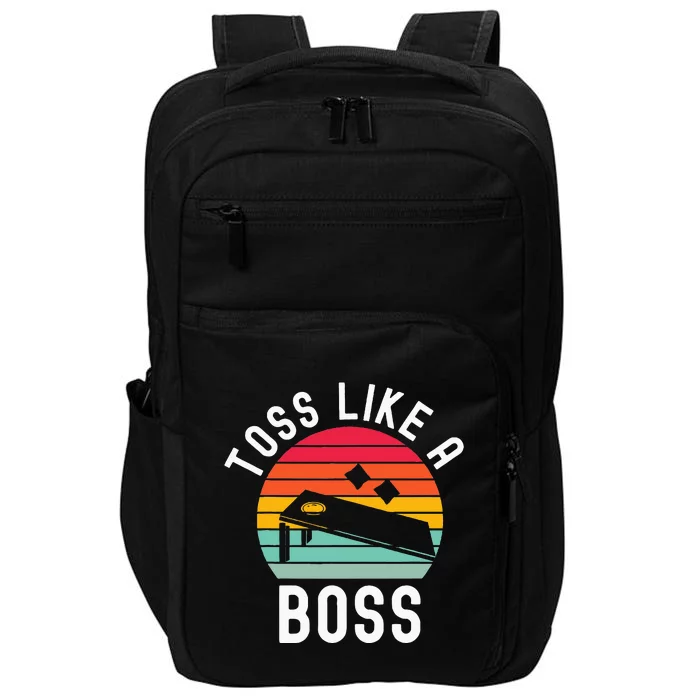 Toss Like A Boss Bean Bag Player Funny Cornhole Impact Tech Backpack