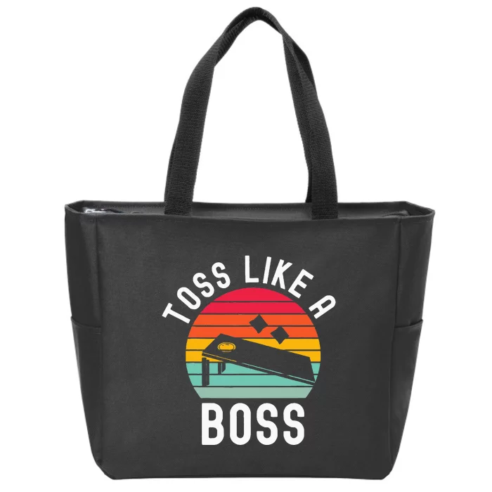 Toss Like A Boss Bean Bag Player Funny Cornhole Zip Tote Bag