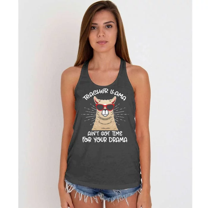 Teacher Llama Ain't Got Time For Your Drama Women's Knotted Racerback Tank